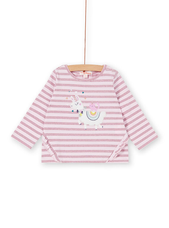 Tee-shirt parme manche longue à rayure lurex bébé fille KIBOTEE / 20WG09N1TMLH707